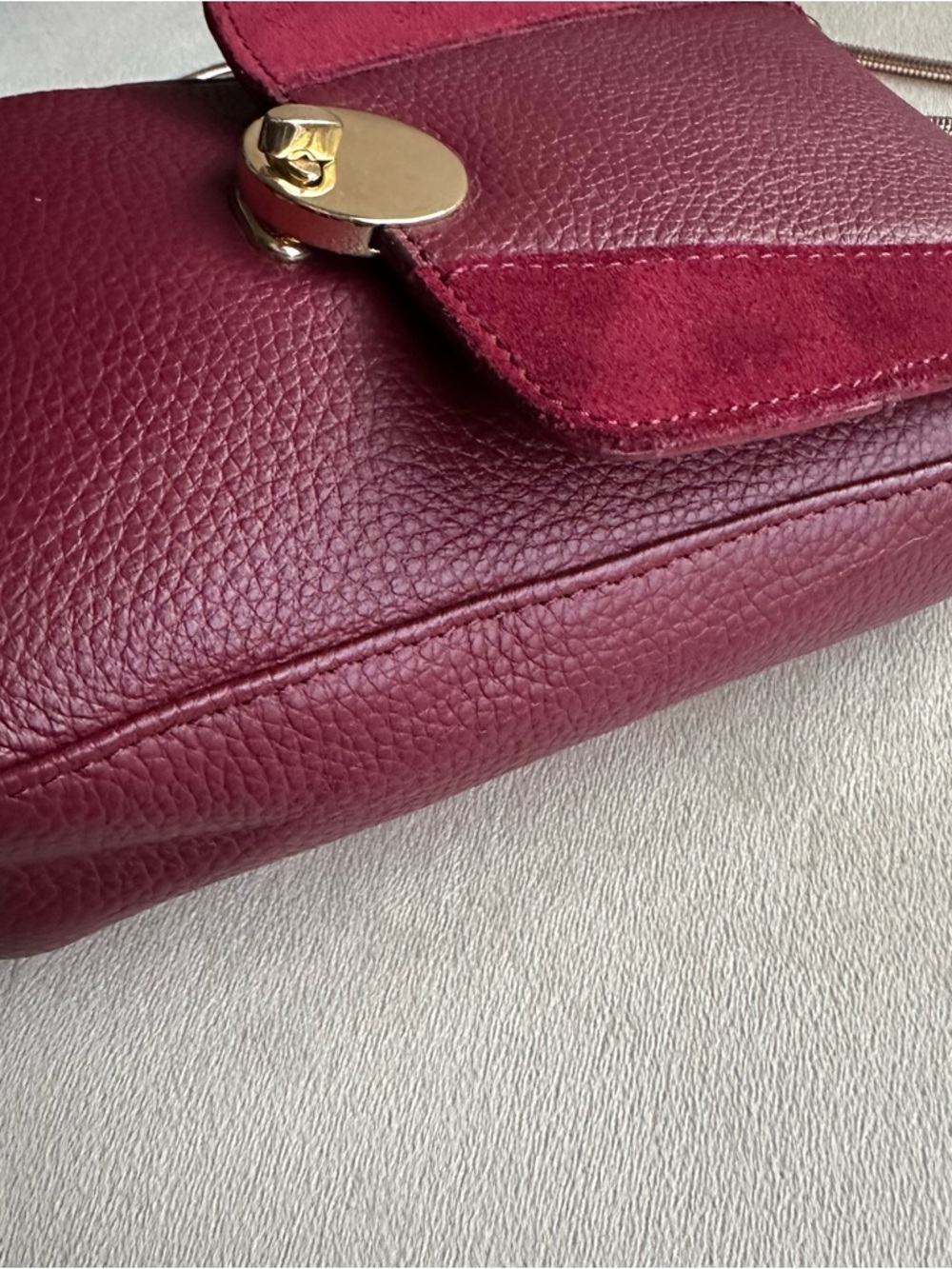Clove + Revel Genuine Leather Crossbody Bag | Suede Detail Gold Lock Mini Bag - Picture 4 of 16